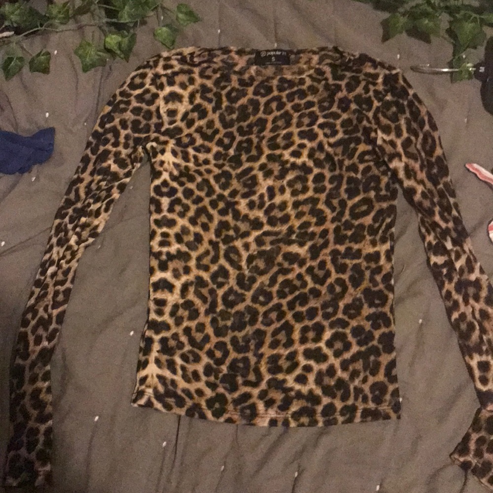 Cheetah print mesh top long sleve